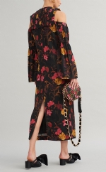 Floral dress with tucks neck