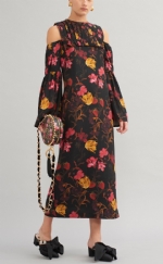 Floral dress with tucks neck