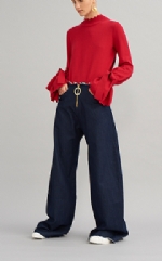 Knit jumper with flare sleeve