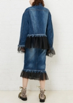 Gathered demin jacket with flare hem 