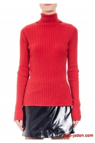 High neck rib sweater