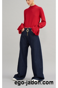 Knit jumper with flare sleeve